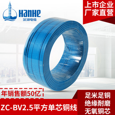 漢河電線電纜ZC-BV2.5平方 銅芯國標家裝電線 單芯單股硬線足米