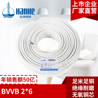 漢河電線 BVVB 26mm2國標2芯硬護套線銅芯家裝電線家用明線